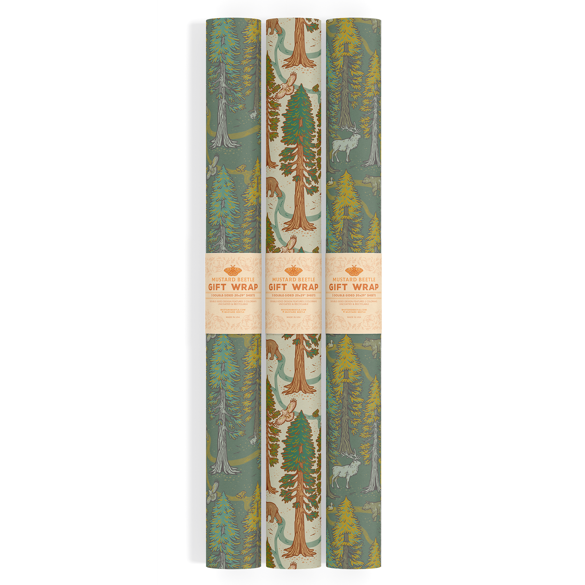 Recyclable Gift Wrap – Redwoods Set of 3 Double-Sided Sheets