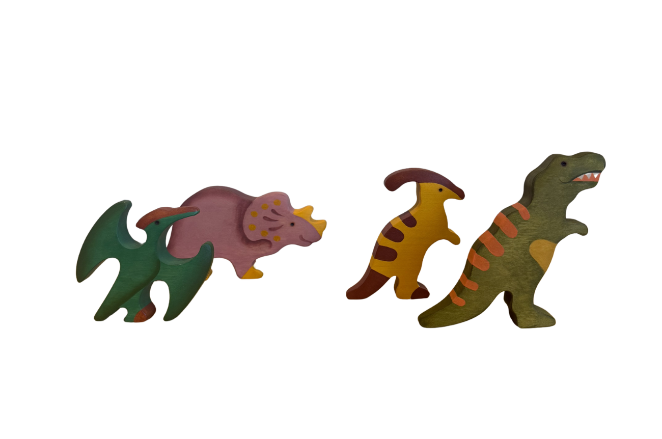 Wooden Dinosaur Figurines Toys
