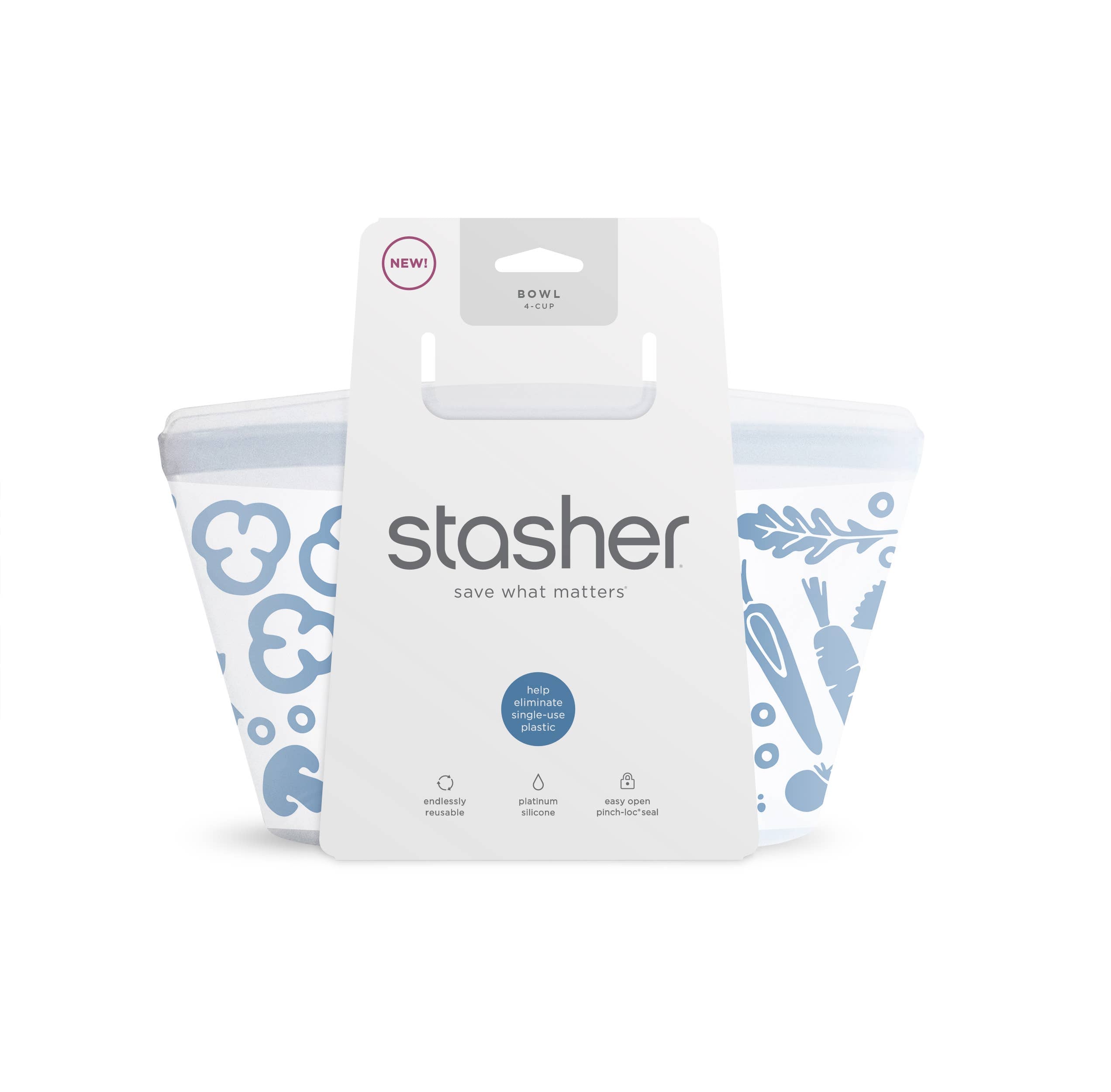 Stasher Bowl – 4 Cup Reusable Silicone Food Container