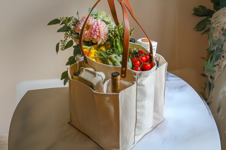Multi-Pocket Canvas Market Tote - Thumbnail 3