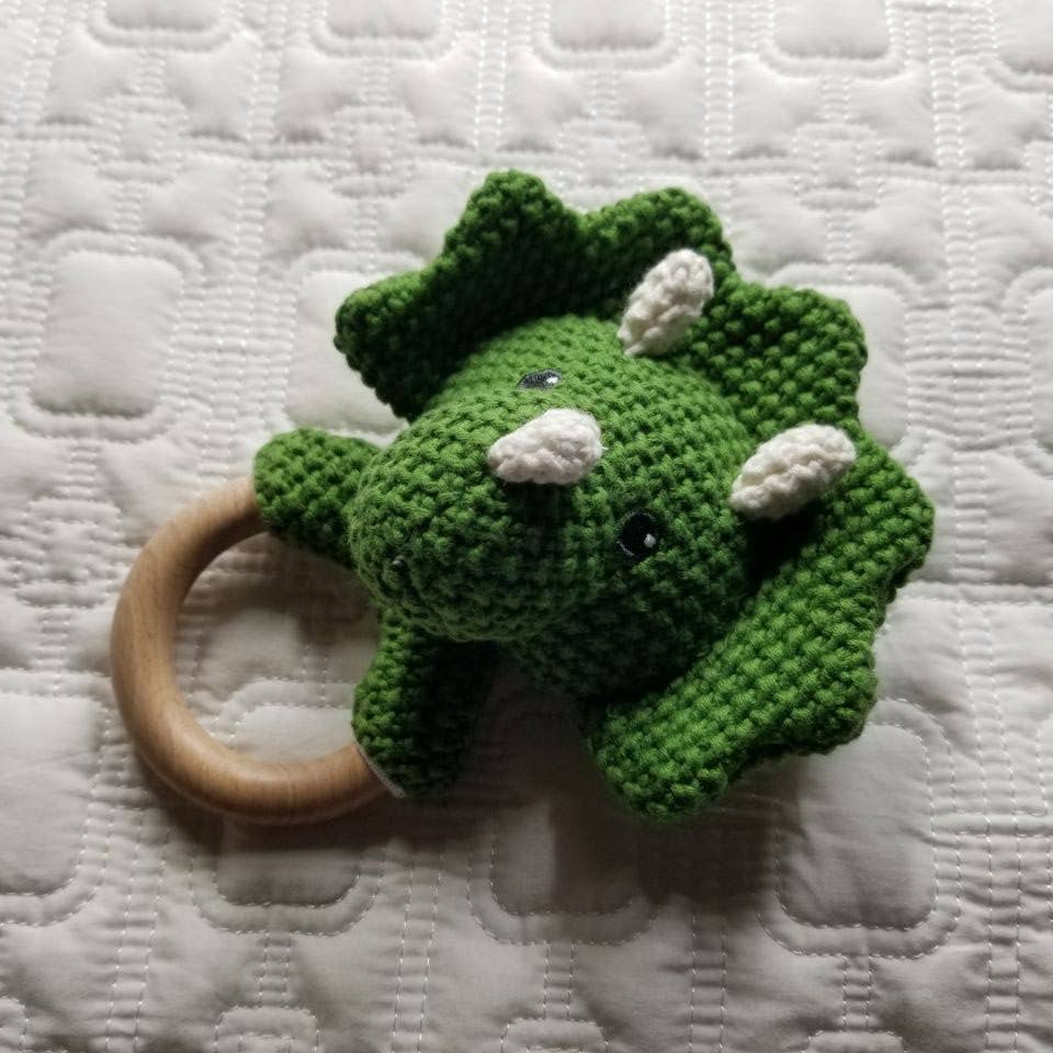 Hand Crochet Rattle | Triceratops Dinosaur