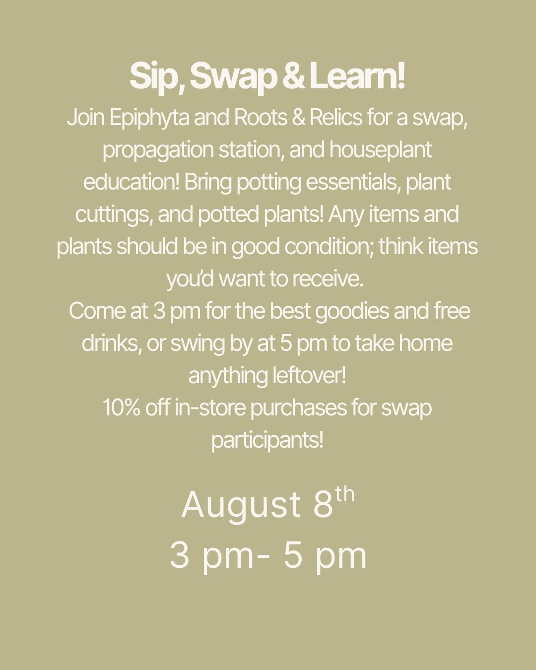 Second Saturday Sip + Swap- Houseplants