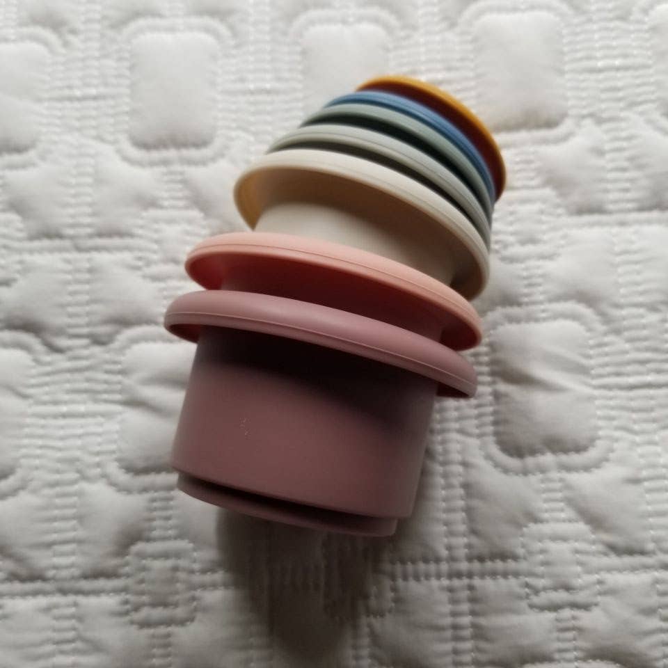 Stacking Water Cups | Silicone Bath + Baby Teether Toy