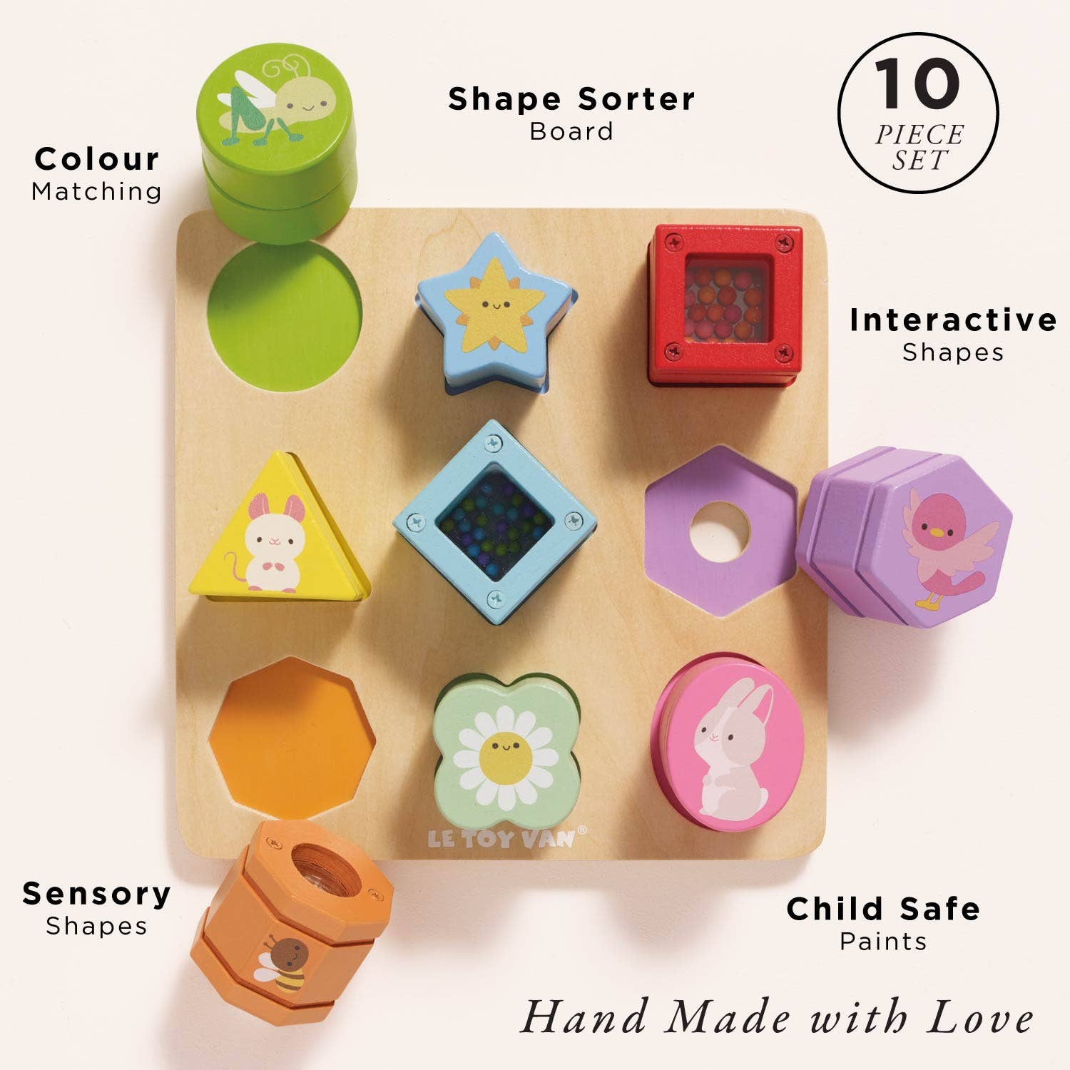 Rainbow Sensory Shape Sorter | Multi-Sensory Wooden Toy