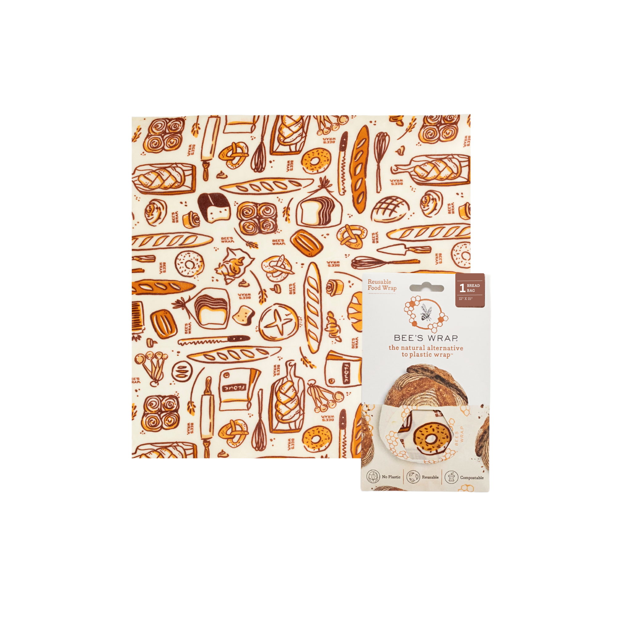 Bread Bag – Organic Cotton Bakery Lane Print  | Bee's Wrap