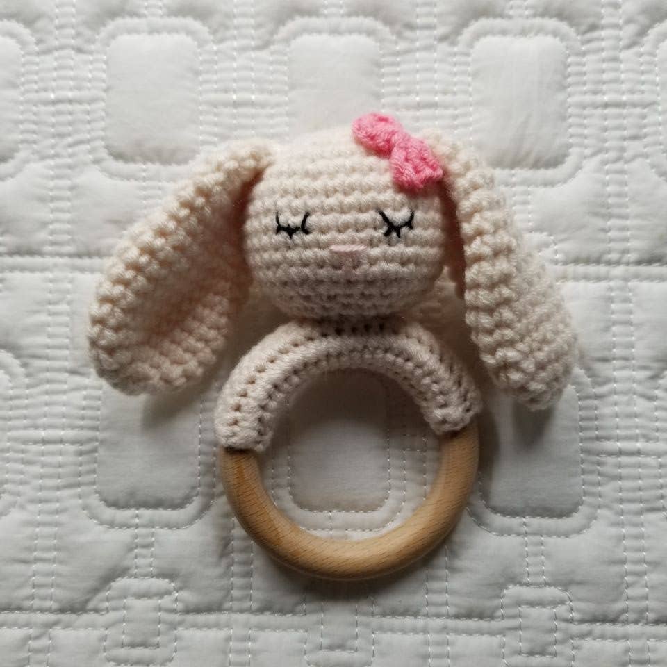 Hand Crochet Rattle | Bow Bunny