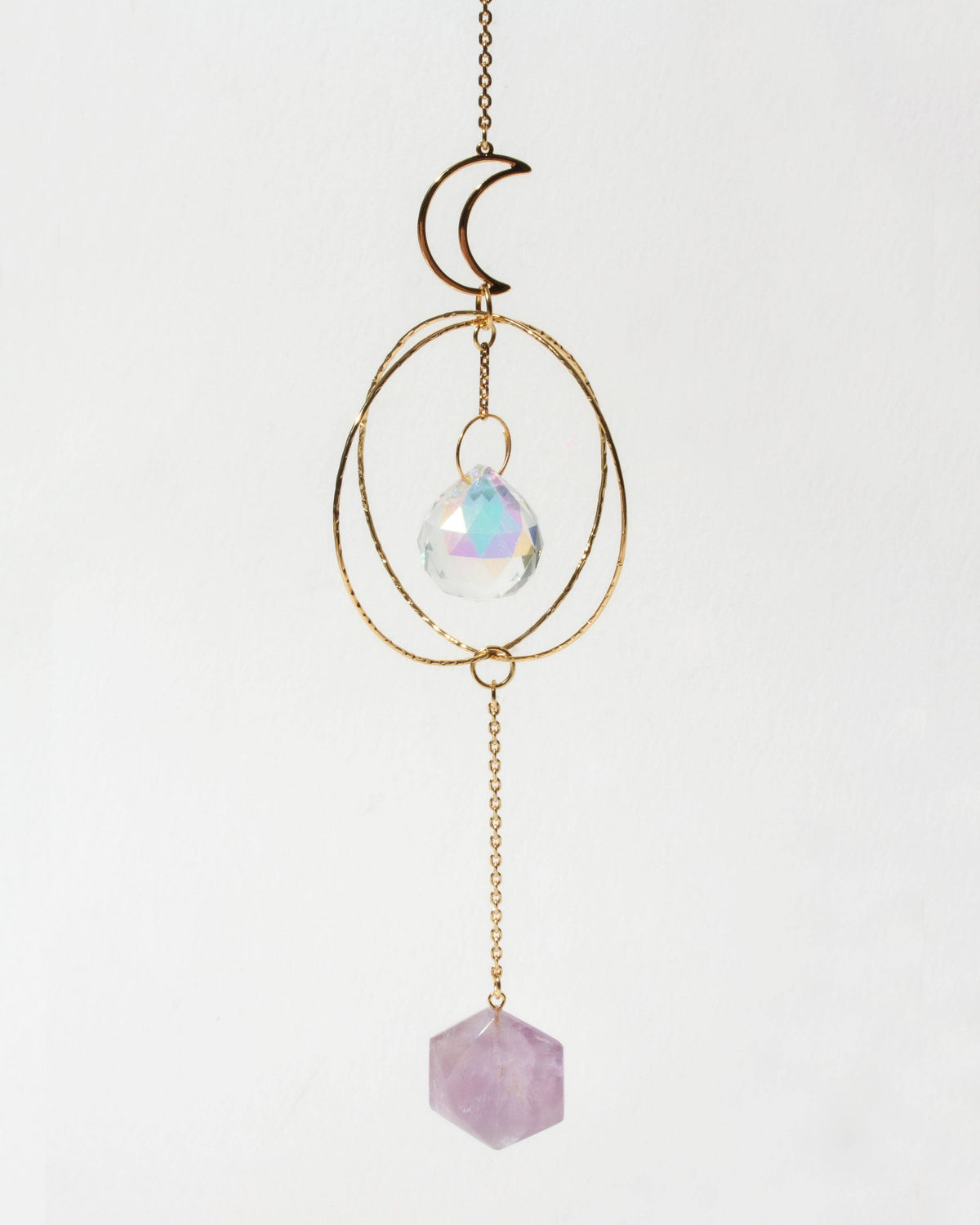 Golden Moon Amethyst Suncatcher Mobile