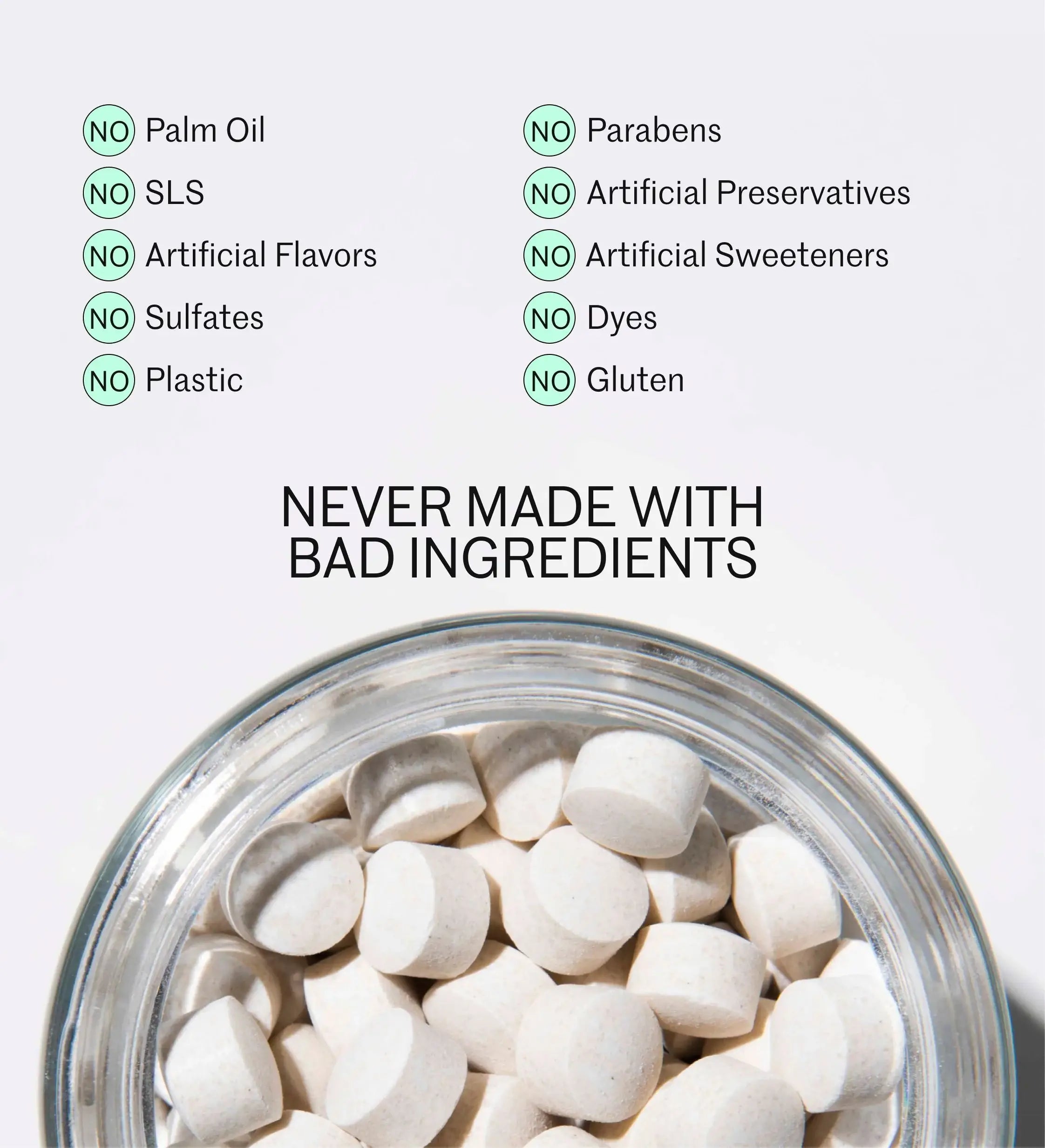 Toothpaste Bits with Fluoride | Mint Glass Jar