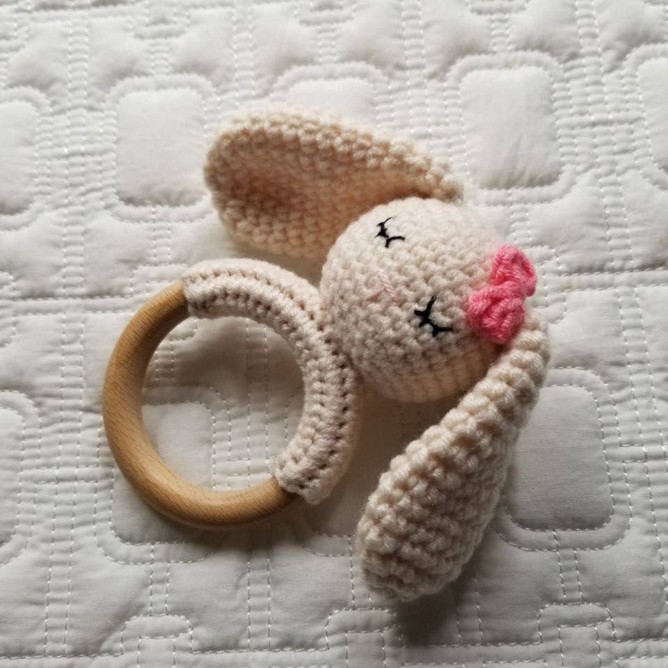 Hand Crochet Rattle | Bow Bunny