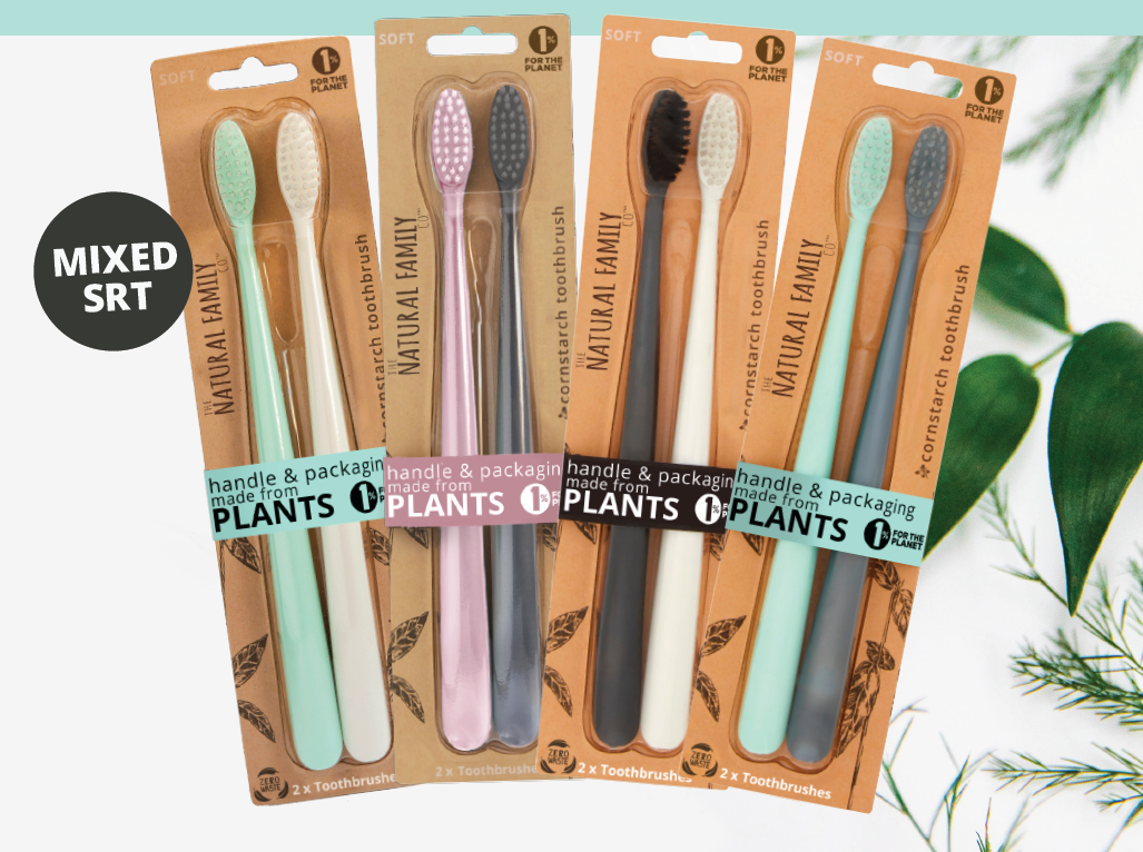 Compostable Toothbrush- Twin Pack Assorted Colors