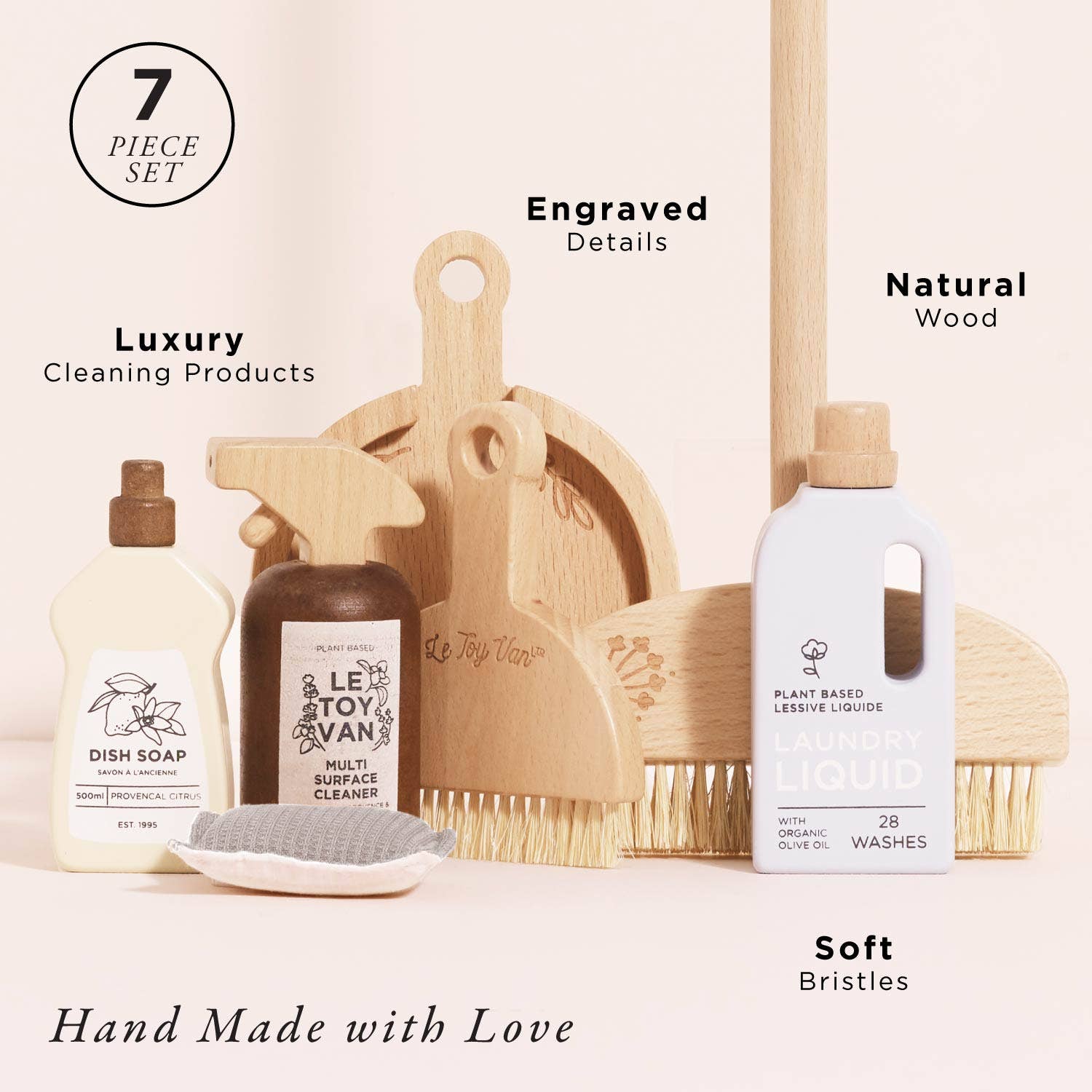 Wooden Eco-Friendly Cleaning Set | 7-Piece Pretend Play Kit