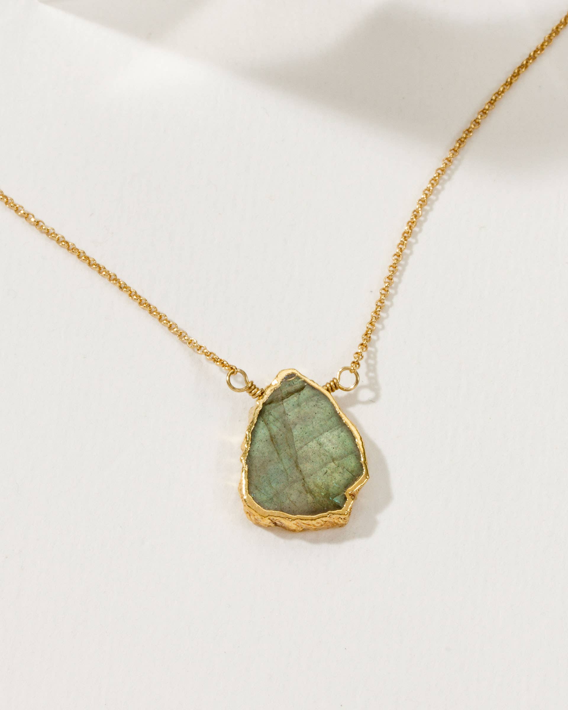 Earth, Wind and Fire Stone Necklace | Gold + Labradorite