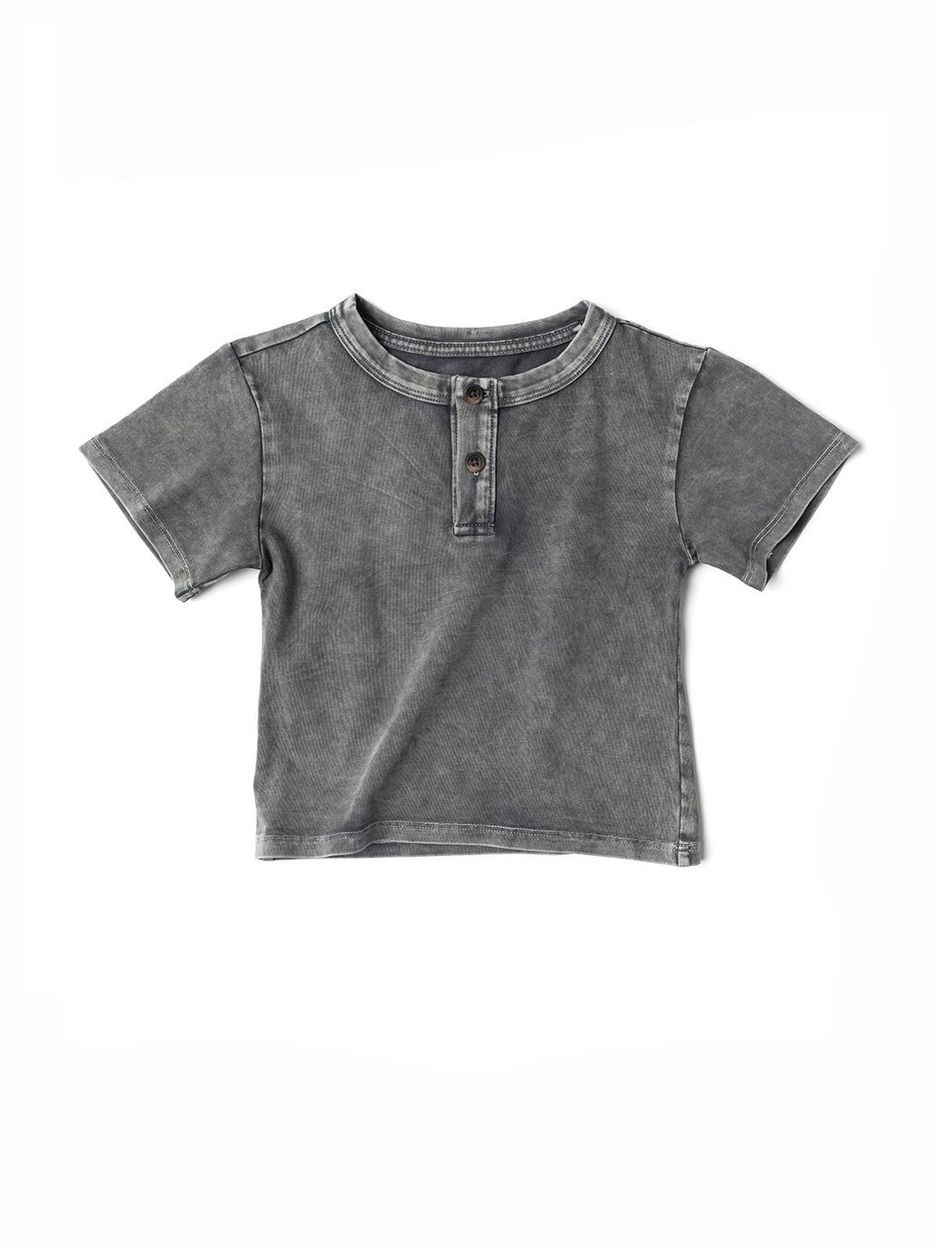 Jersey Henley Tee - Grey Wash