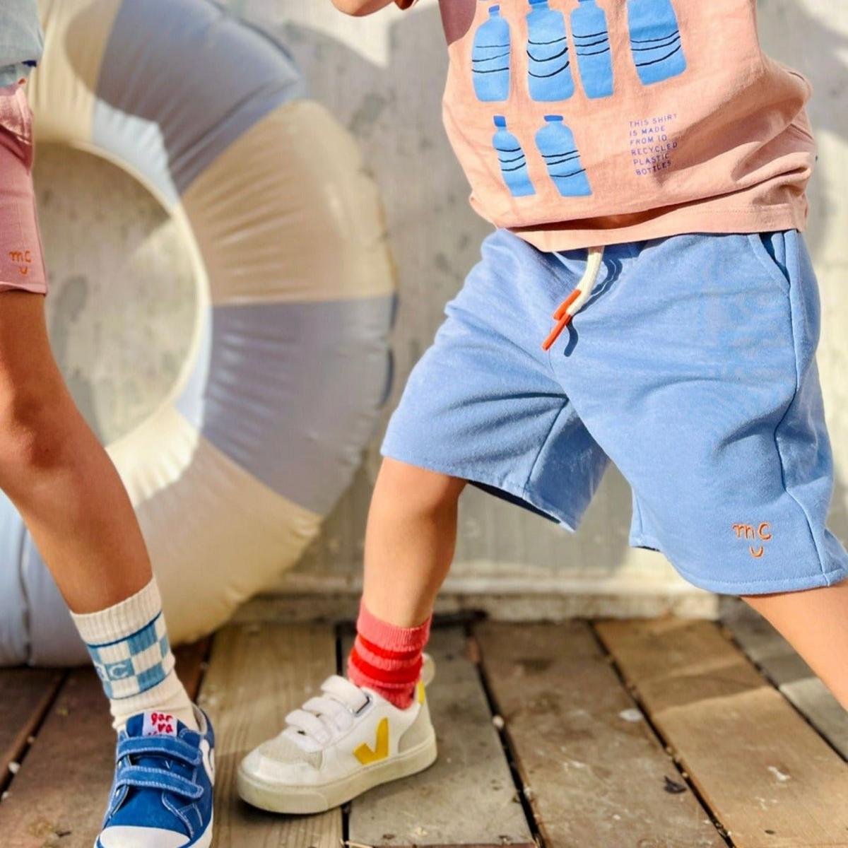 Recycled Faded Denim Kid Shorts - Faded Denim