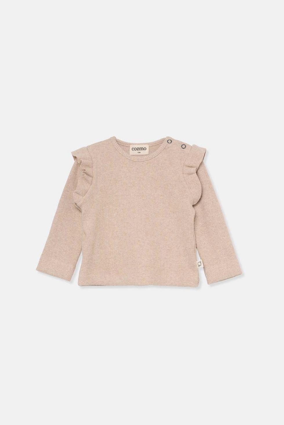 Soft rib ruffled baby sweater - Beige