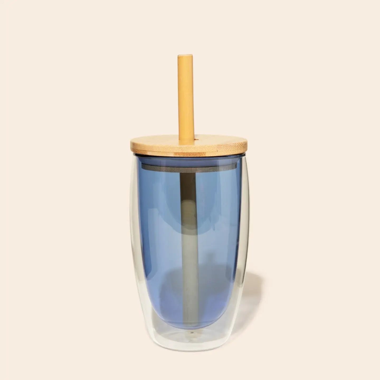 Reusable Glass Tumbler Cup + Bamboo Straw