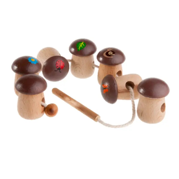 Wooden Mushrooms Lacing Toy