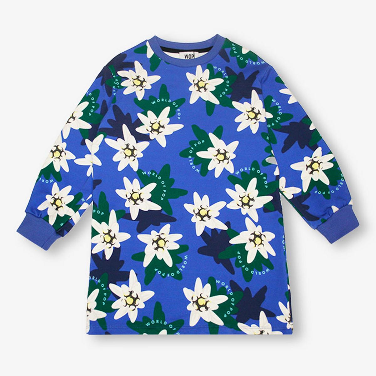 "Edelweiss" printed blue dress