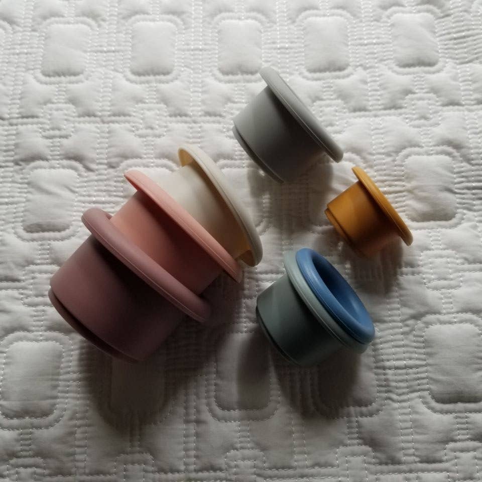 Stacking Water Cups | Silicone Bath + Baby Teether Toy