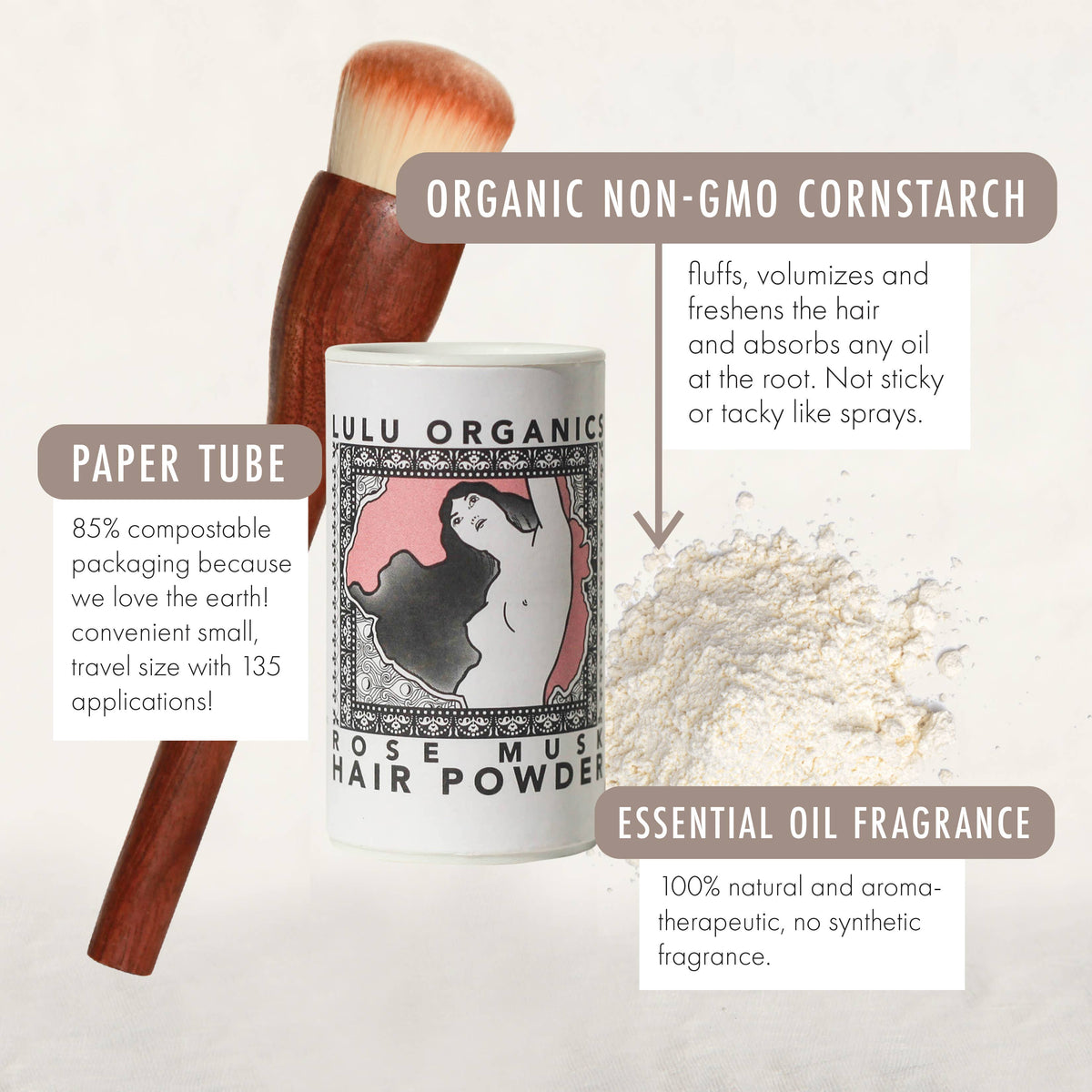 Hair Powder Dry Shampoo - Rose Musk | Travel Size