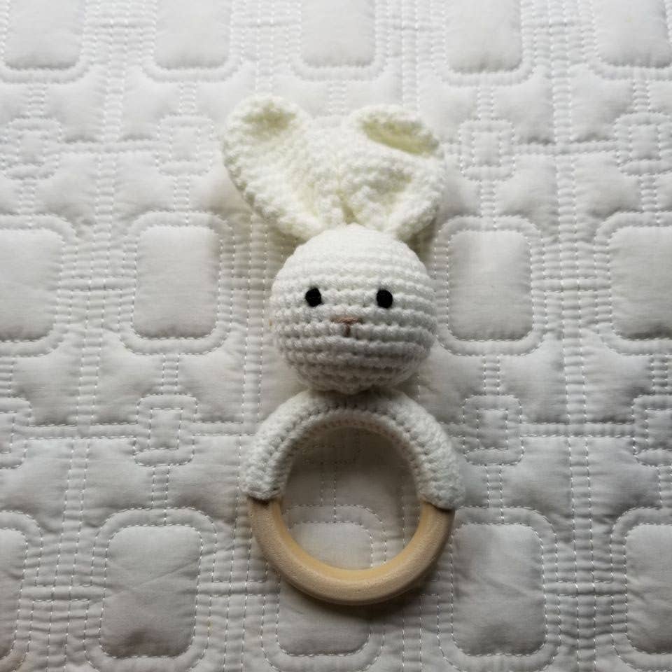 Hand Crocheted Rattle | White Bunny