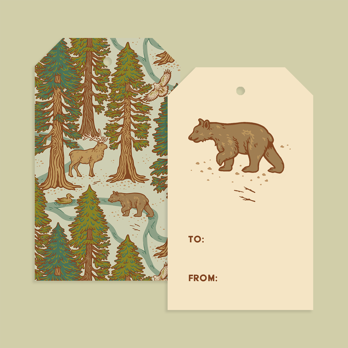 Recyclable Gift Tags – Set of 8 Double-Sided Tags Redwoods