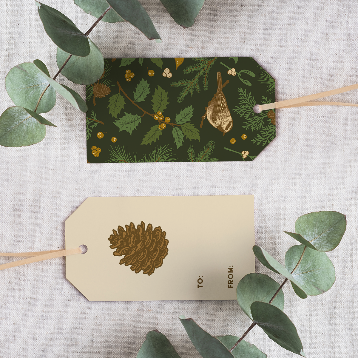 Recyclable Gift Tags – Set of 8 Double-Sided Tags Holiday (Black)