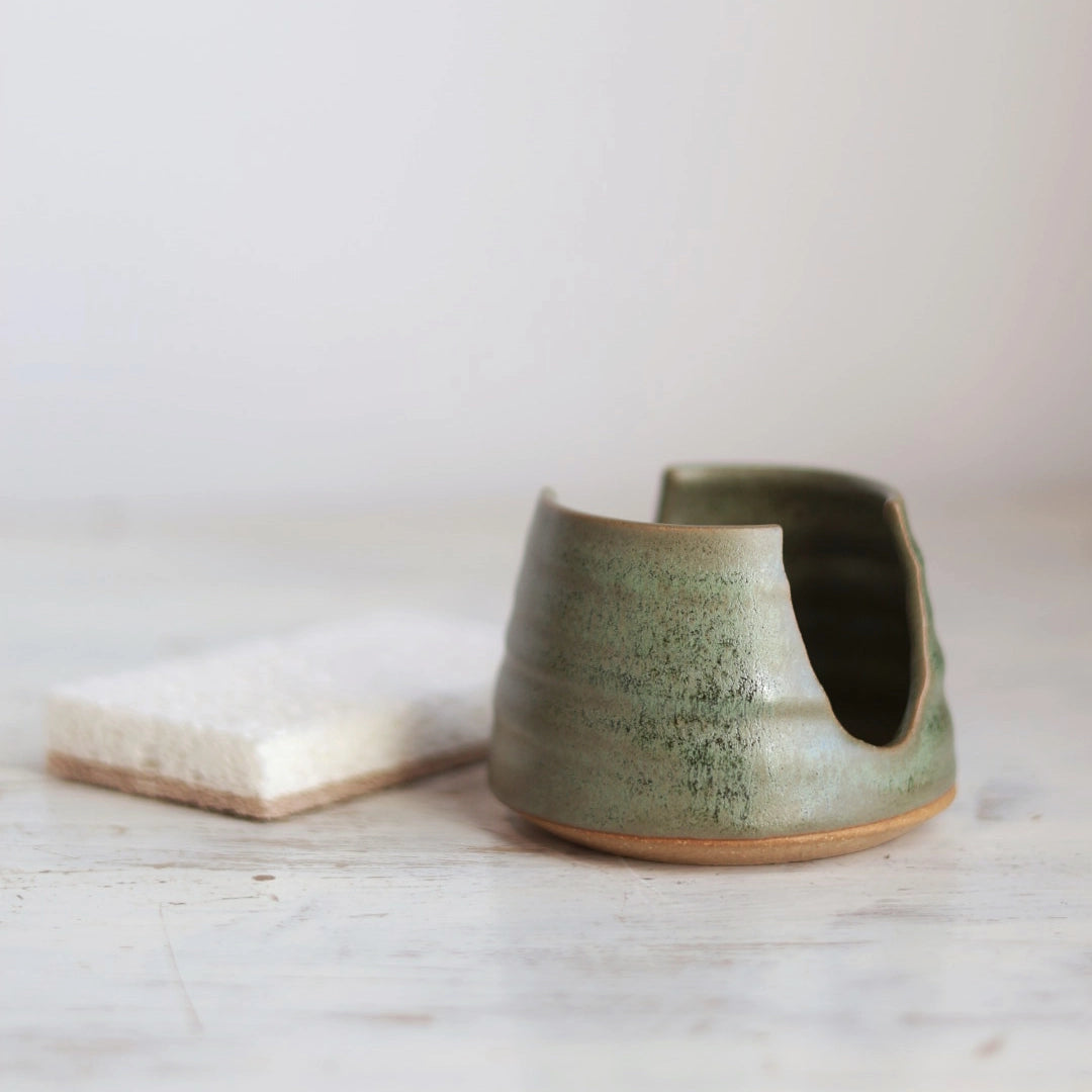 Ceramic Sponge Holder- Black, Sage, or White Glaze