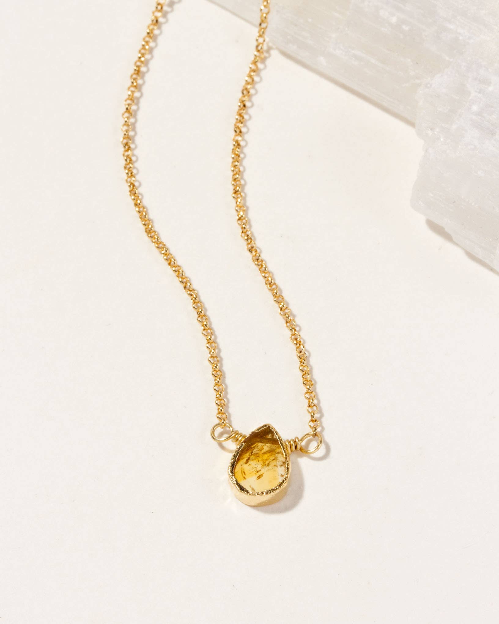 Gold Delicate Gemstone Necklace | Citrine