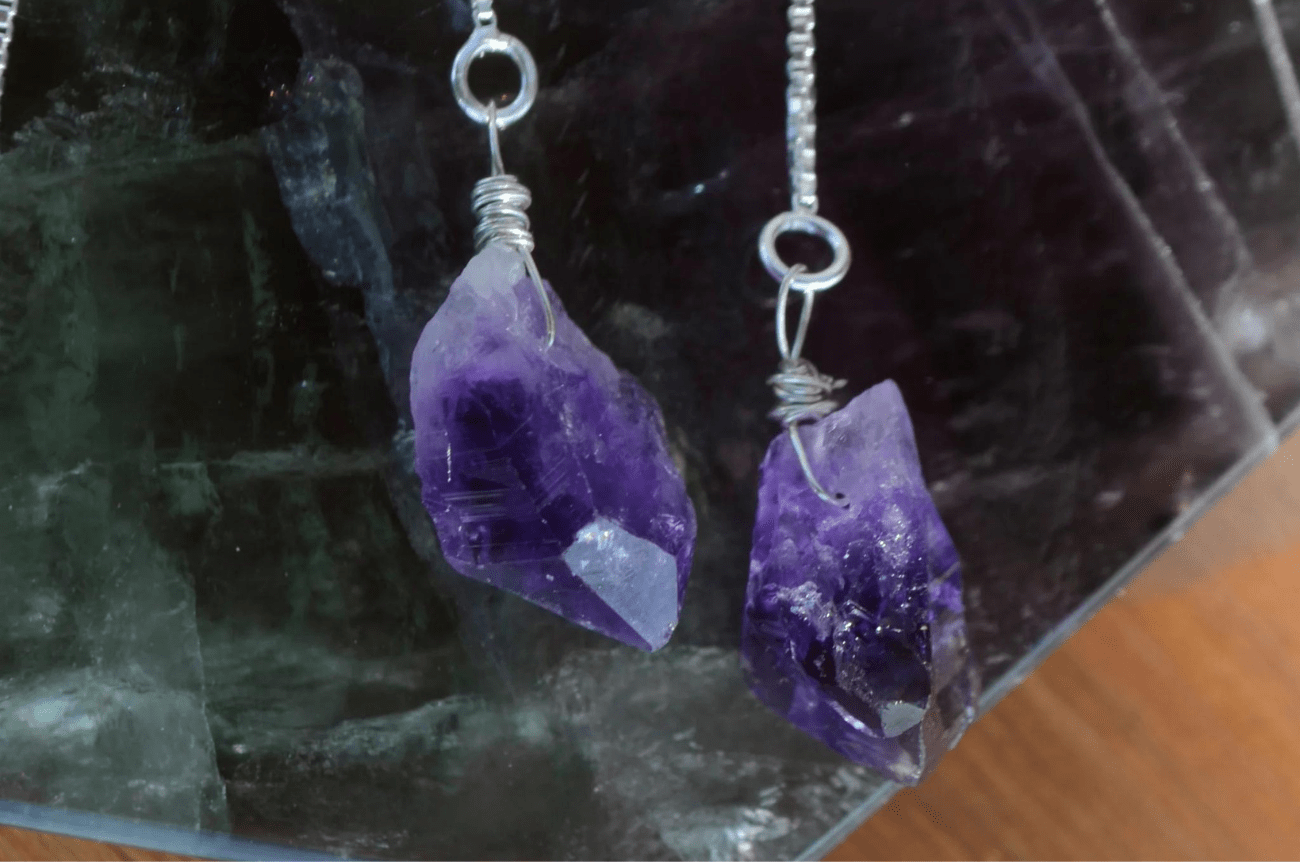 Ebb + Flow Amethyst Crystal Threader Earrings