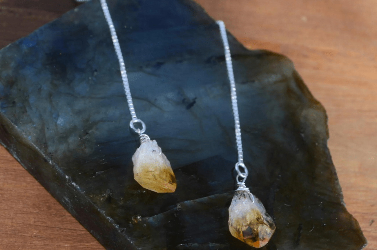 Ebb + Flow Citrine Crystal Threader Earrings
