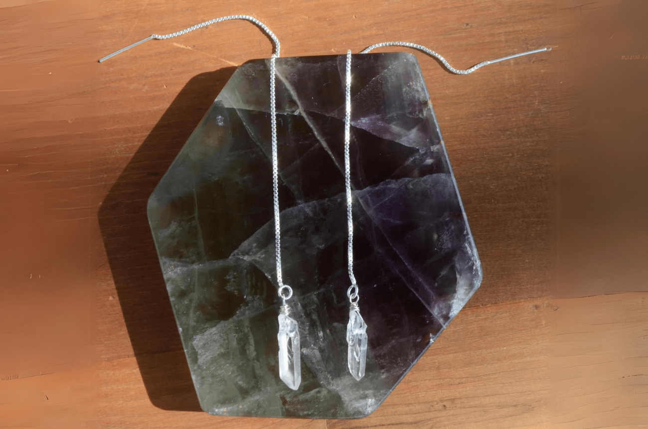 Ebb + Flow Quartz Crystal Threader Earrings