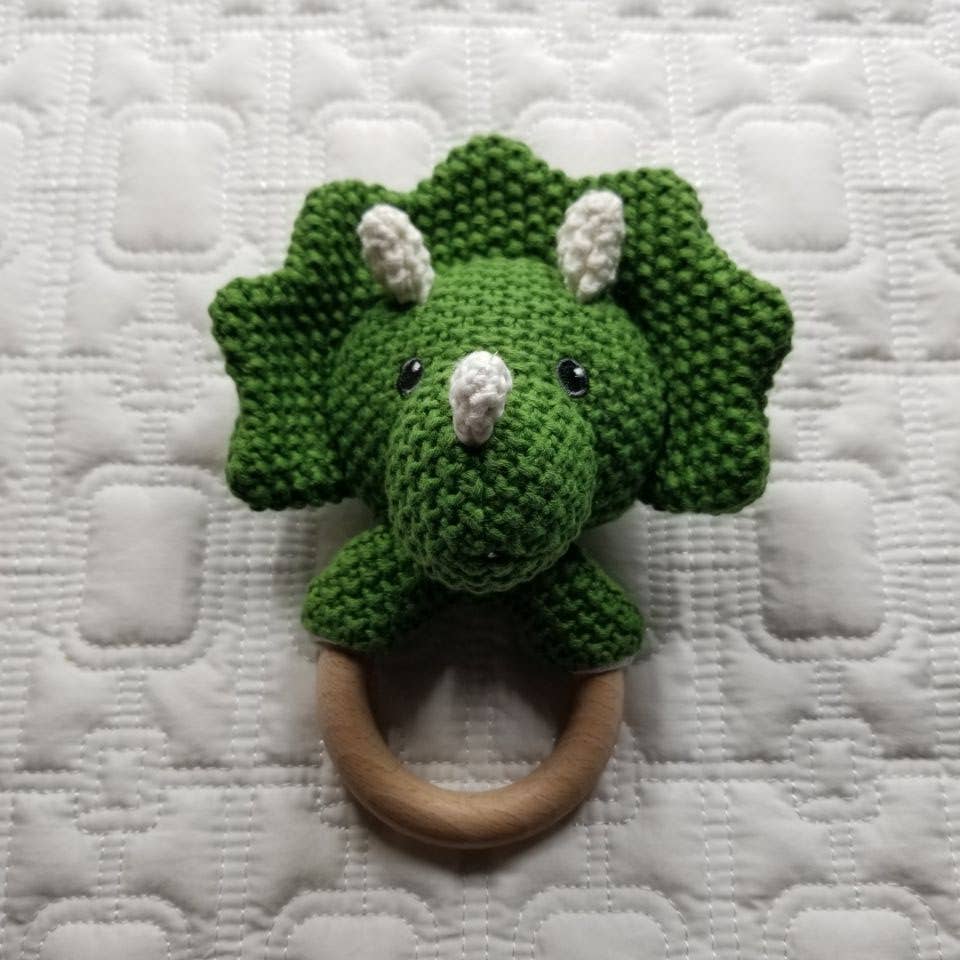 Hand Crochet Rattle | Triceratops Dinosaur