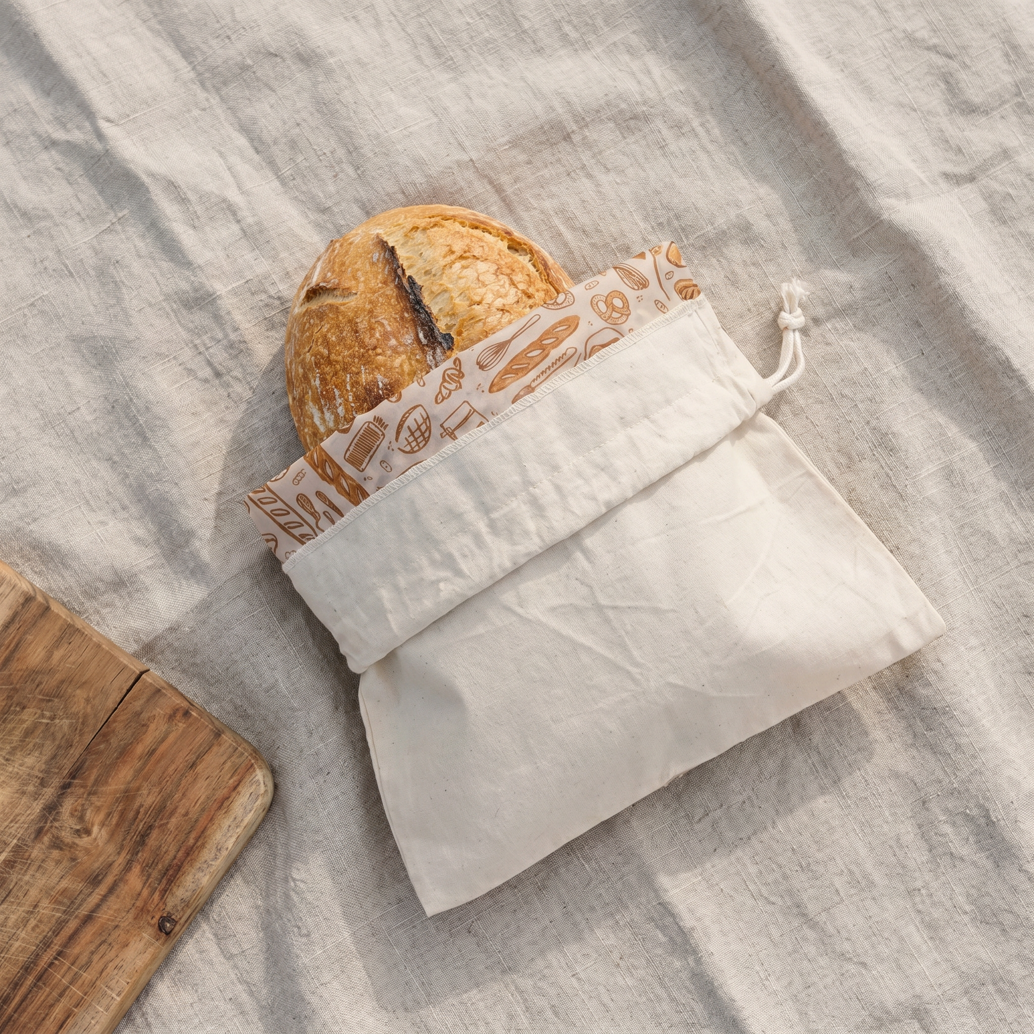 Bees Wrap Reusable Beeswax Lined Artisan Bread Bag - Natural