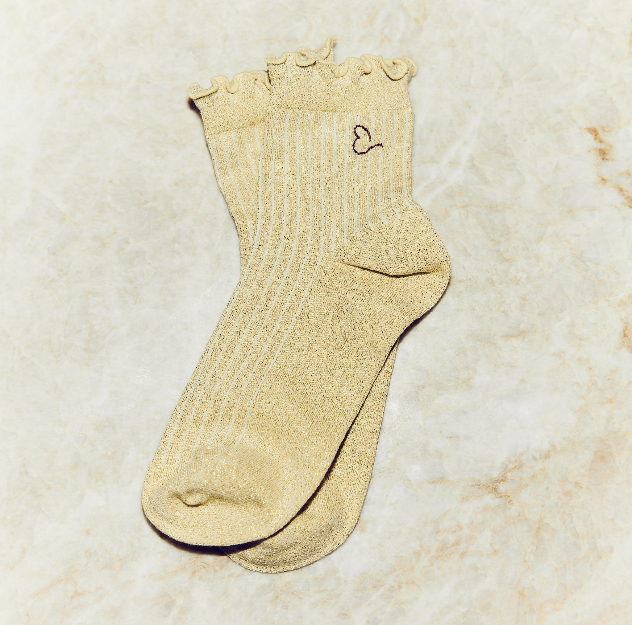 Love & Lurex Ruffled Socks - Golden Glow color with Lurex