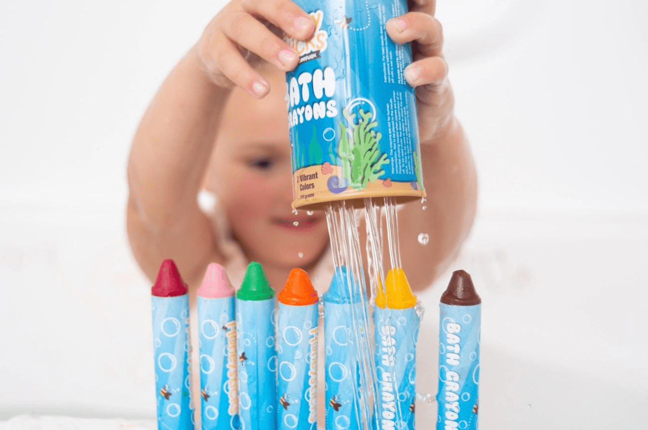 Tub Works Smooth Bath Crayons Bath Toy, 12 Pack | Nontoxic, Washable Bath Crayons for Toddlers & Kids | Unique Formula Draws Smoothly & Vividly on