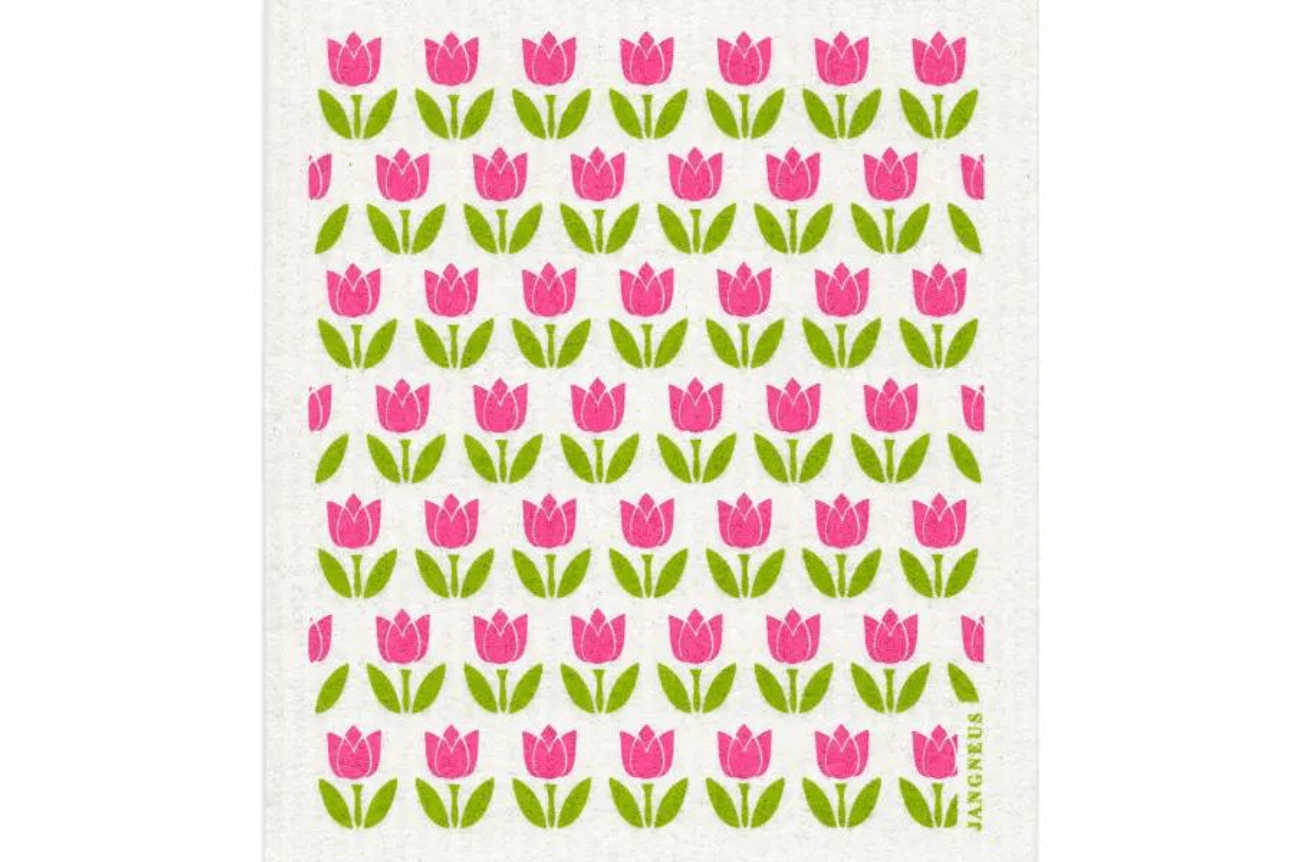Jangneus Pink Tulips Spring Swedish Dish Cloths