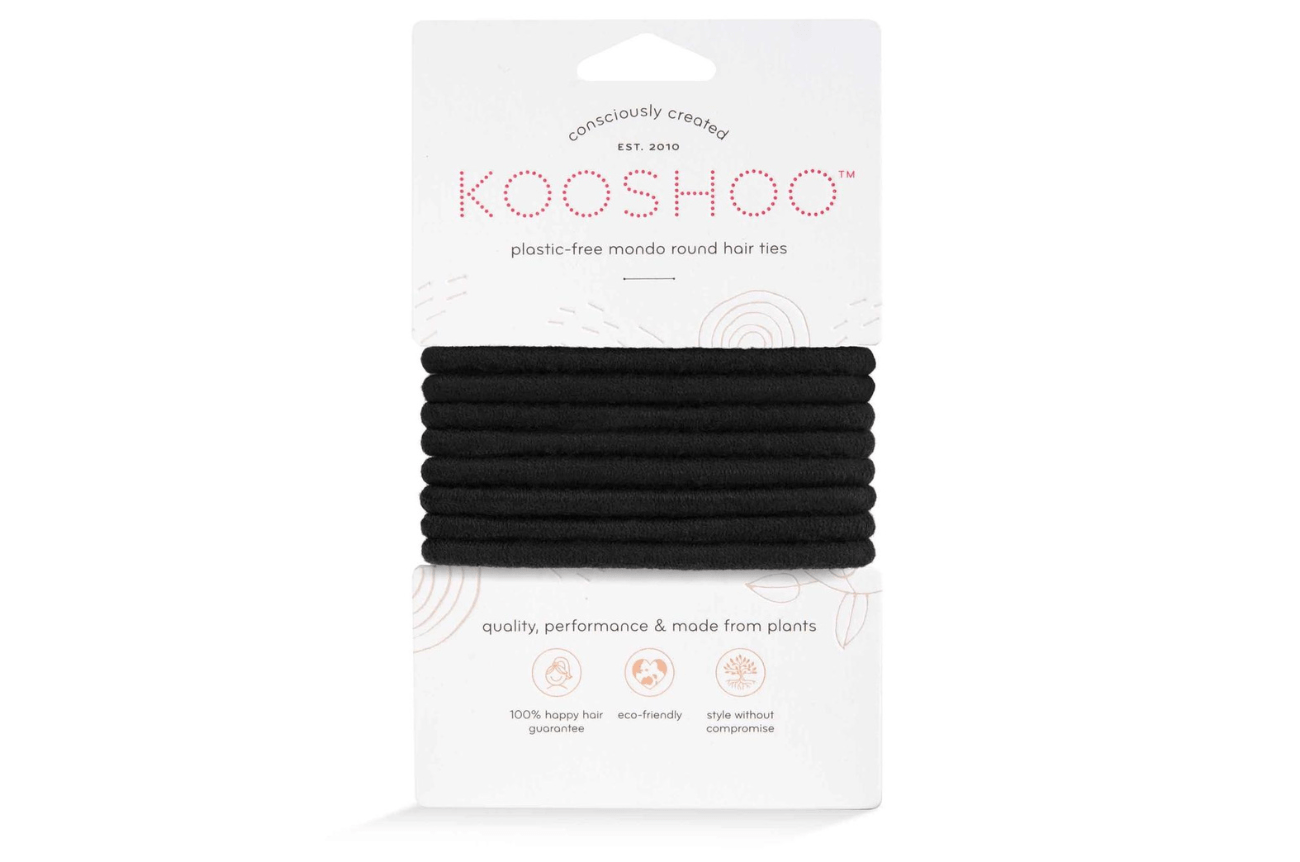 KooShoo Black Organic Hair Ties 8 Pack Round