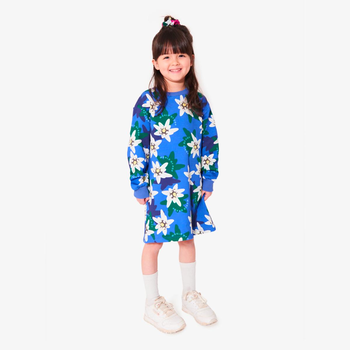 "Edelweiss" printed blue dress