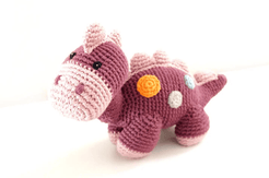 Pebble Stegosaurus Plus Dino- Purple Fair Trade Baby Rattles