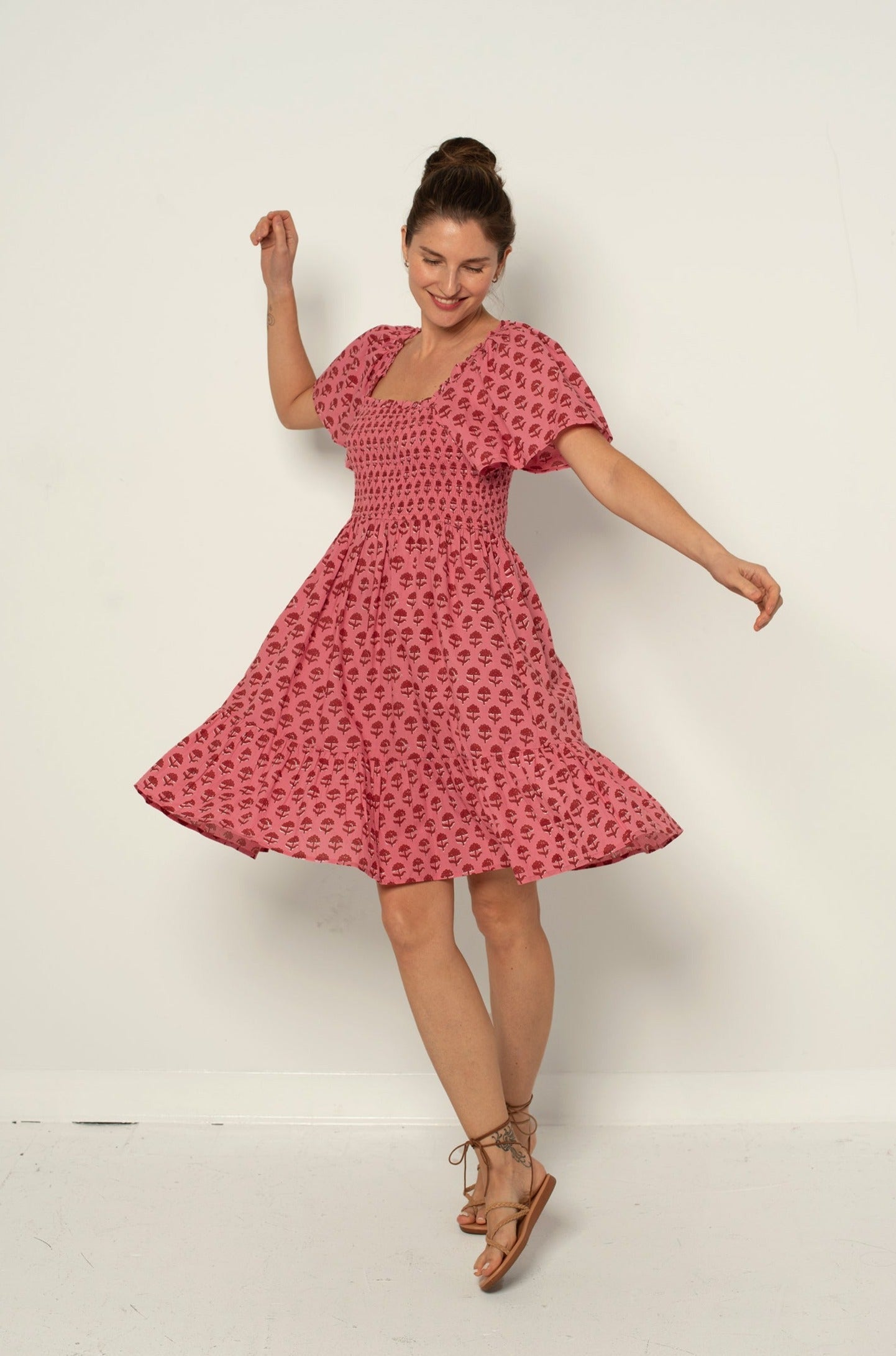 Delilah Dress - Red and Pink Hydrangea