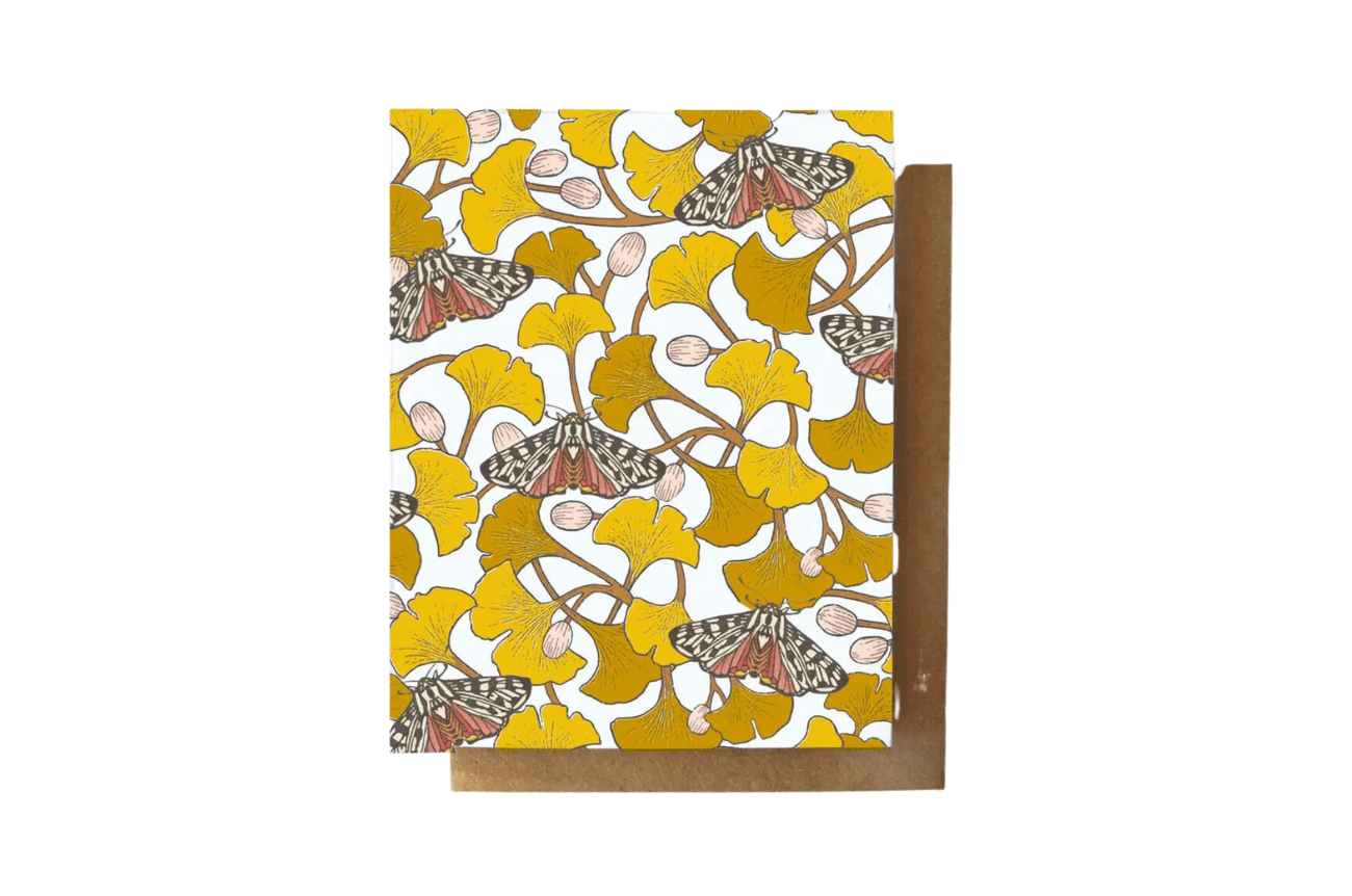 Root & Branch Paper Co. Ginkgo+Tiger Moth Autumn Everyday Fall Card Eco Friendly Seasonal Greeting Cards