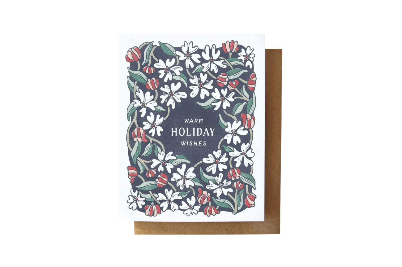 Root & Branch Paper Co. Warm Holiday Wishes-Floral Holiday Card Eco Friendly Seasonal Greeting Cards