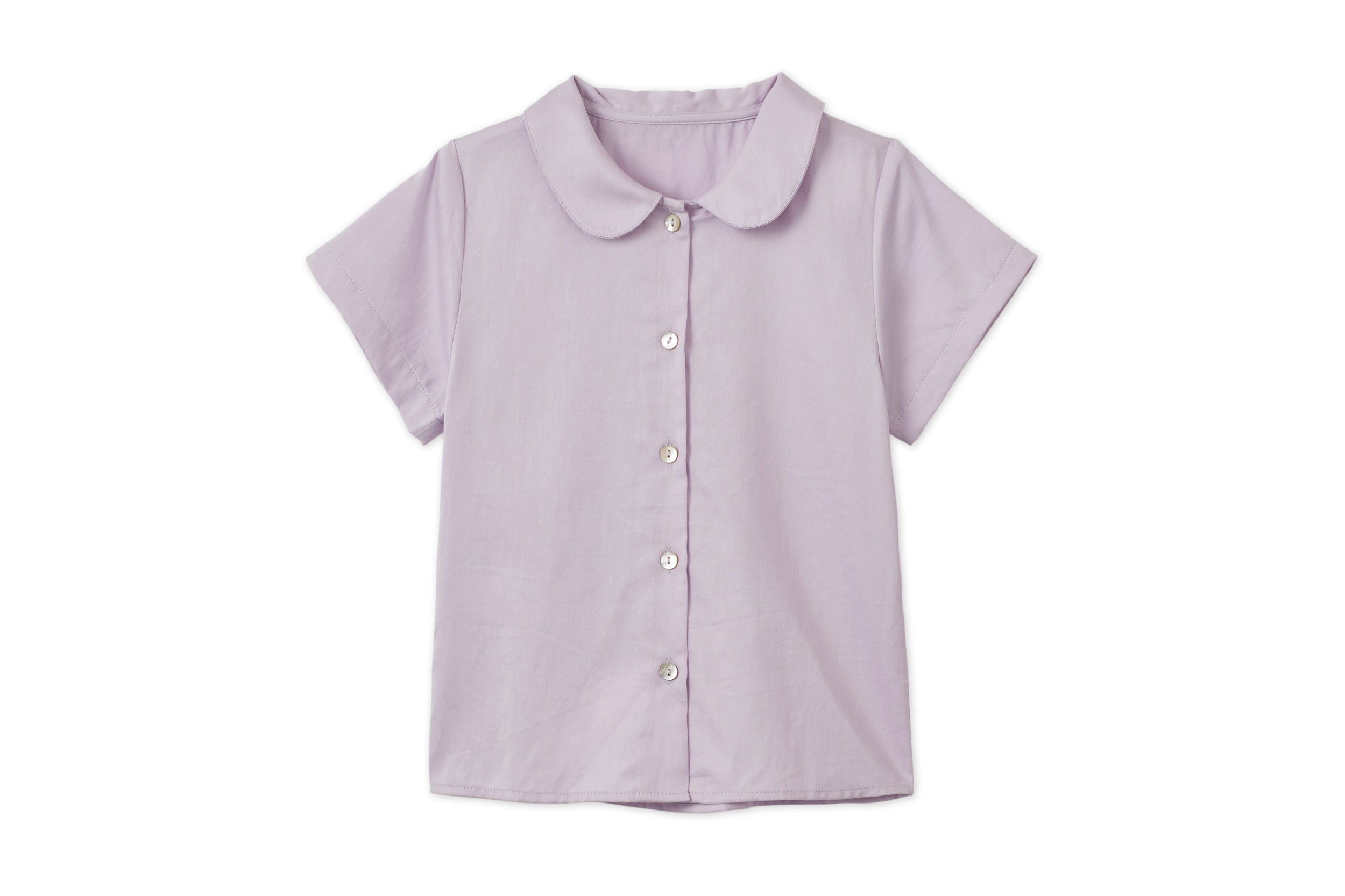 SS Organic Cotton Woven Peter Pan Collared Shirt - Lavender