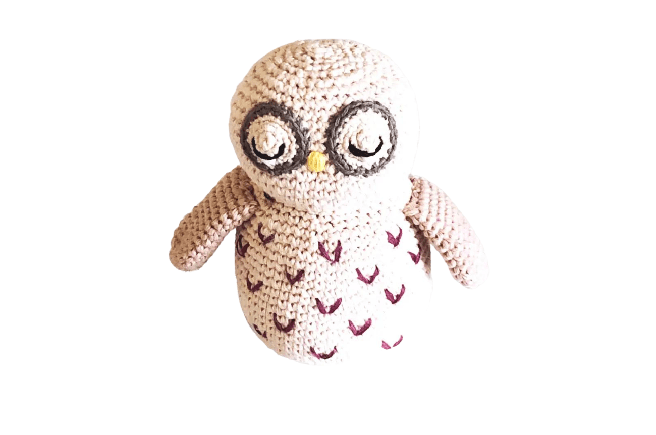 Pebble Organic Owl Rattle Fair Trade Baby Rattles