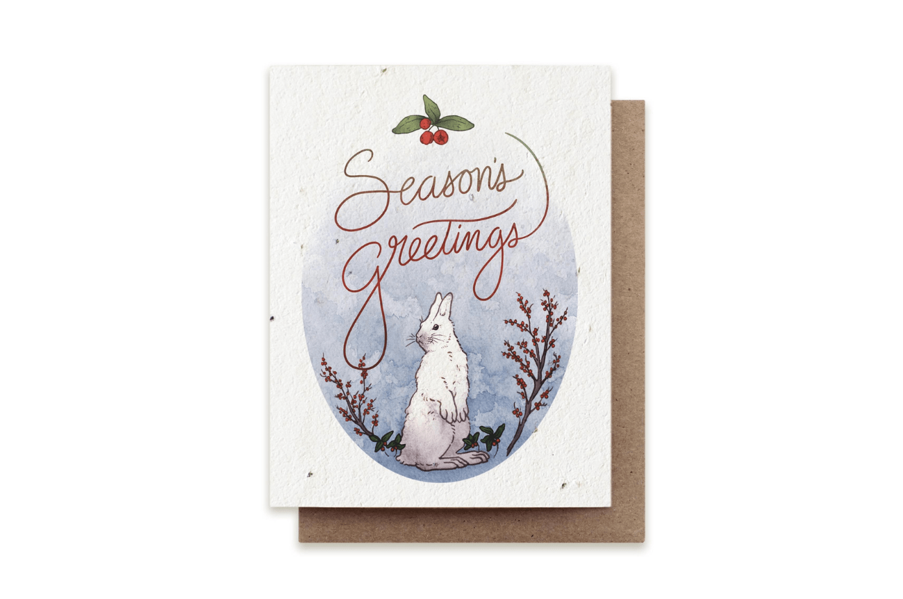 The Bower Studio Season's Greetings Bunny Individual Plantable Seed Cards