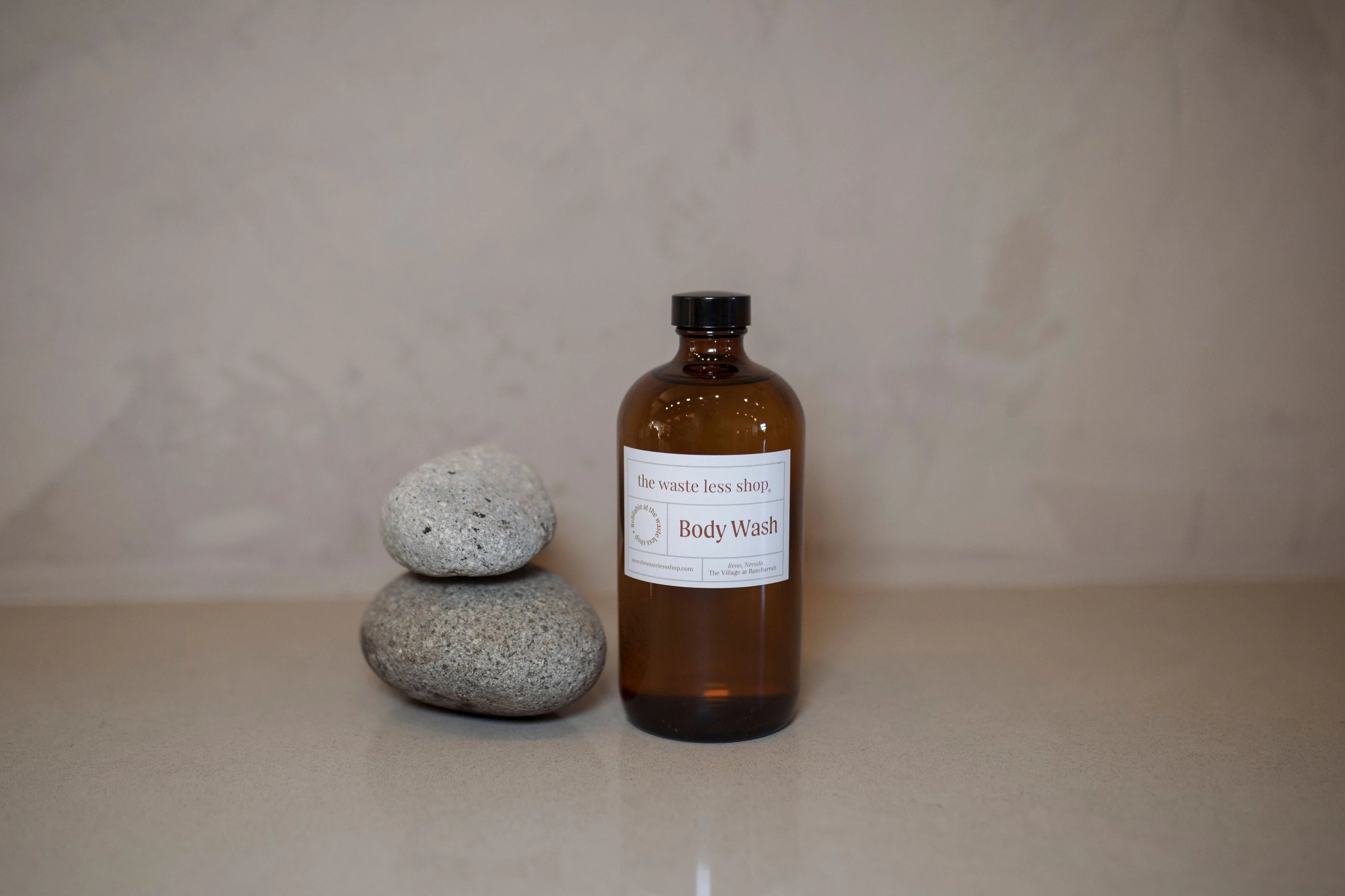 The Waste Less Shop LOCAL DELIVERY Amber Glass Bottle Body Wash