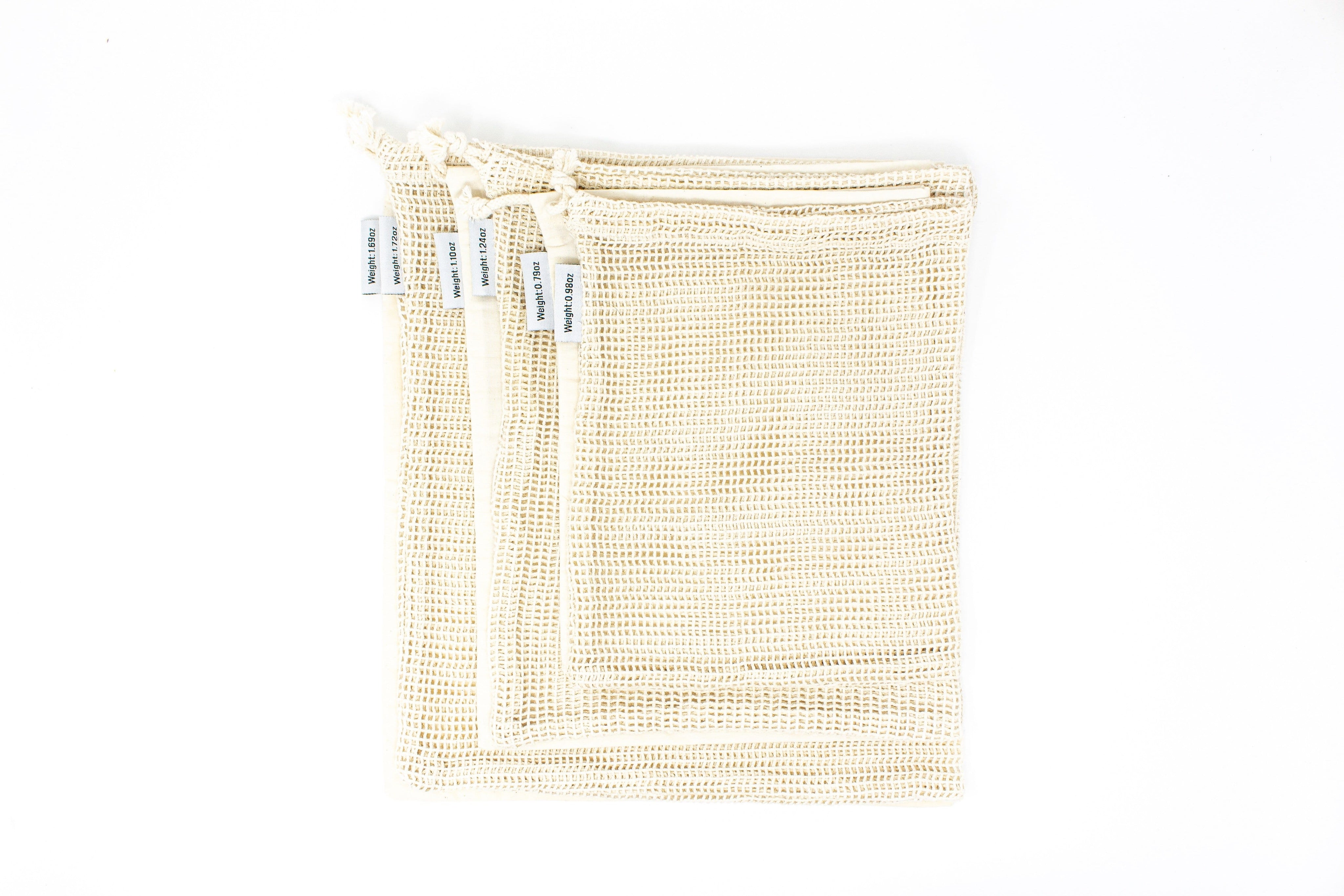 Organic Cotton Produce Bags - Set of 6 - The Waste Less Shop